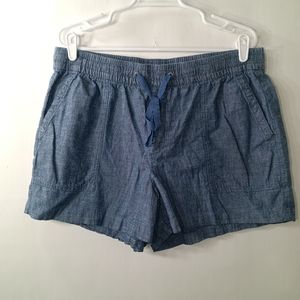 3/$18 Gap Shorts Blue Chambray Pull On Elastic Waistband Drawstring Pockets